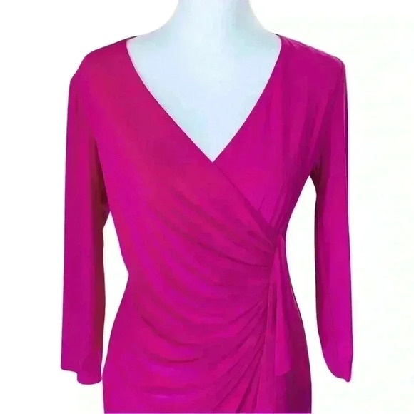 Magenta Cocktail Bridesmaid Hoco V Neck Dress. Size 2. NWOT. Black Label. - Picture 2 of 9
